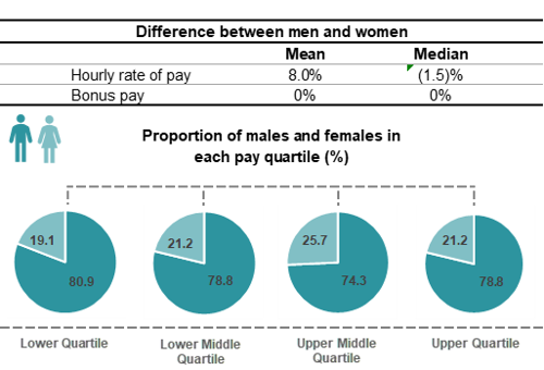 Gender Pay Gap Analysis Graphs - Hourly rate difference between men and women